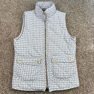 Blue Rain Grey and White Gingham Full Zip Vest Size Small